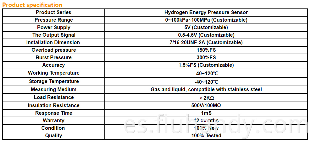 HM5222 Hydrogen Pressure Sensor